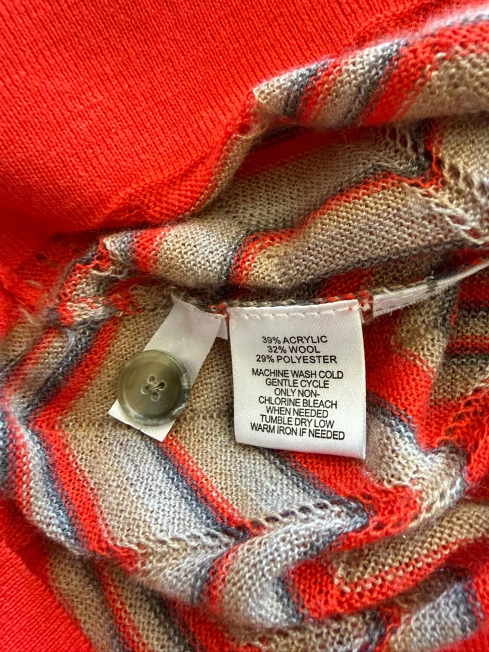LOFT Red Chevron V-Neck Button-Front Cardigan - Picture 2 of 4